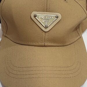 Prada Triangle Logo Cap - Khaki Beige